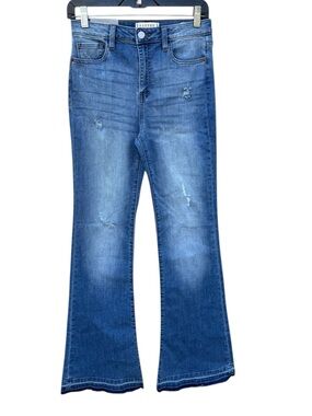 Harper  Heritage Washed Blue Distressed Flare Jeans